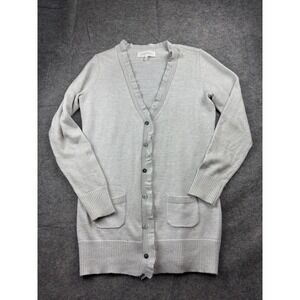 Victoria Secret Womens S Button Ruffle Glitter Cardigan Knit Coquette Preppy SEE